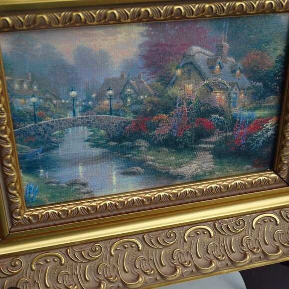 Thomas Kinkade illuminated LAMPLIGHT BRIDGE Lamplight Lane - Picture 2 of 6